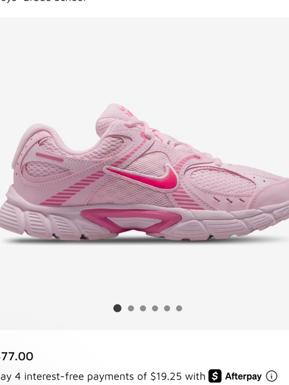Nike  V5 RNR Pink Youth Running Shoe with Hot Pink Swoosh